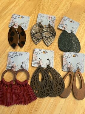 LOT Of 6 pair of large earrings BOHO cowgirl FUN chic CUTE boutique